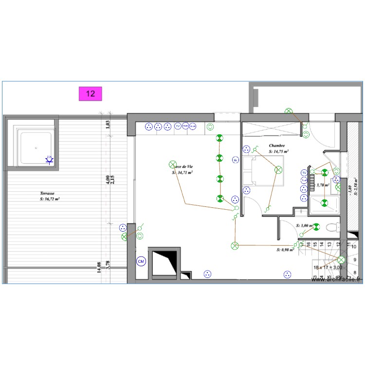 Casavone R+3 App 12 duplex. Plan de 0 pièce et 0 m2