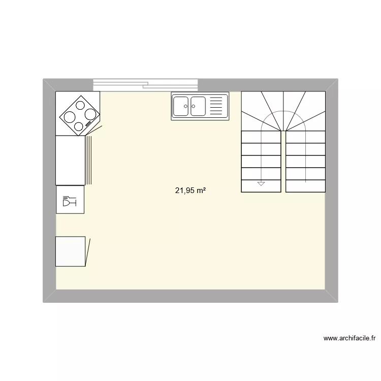 cuisine. Plan de 1 Pièce et 22 m² cuisine. Plan de 1 Pièce et 22 m²