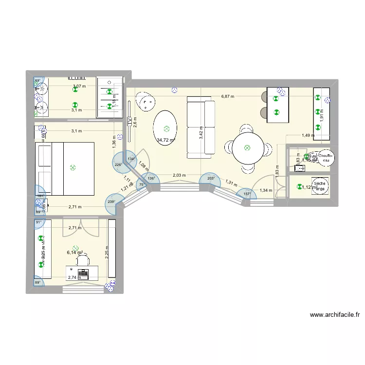 Verneuil plan electrique. Plan de 4  et 43 m²