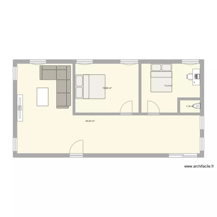 Maison - Version lolo. Plan de 4  et 71 m²