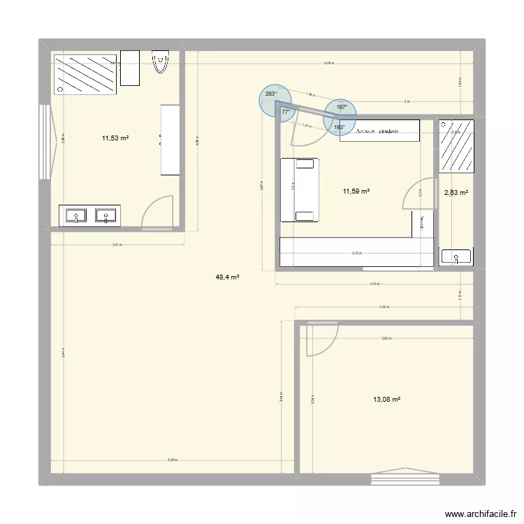 maison. Plan de 5 pièces et 87 m²