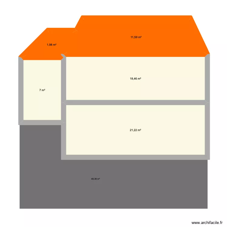 DPC4 vue face. Plan de 5  et 60 m²