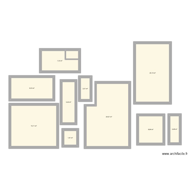 Eperlecques avant travaux. Plan de 10 pièces et 99 m2