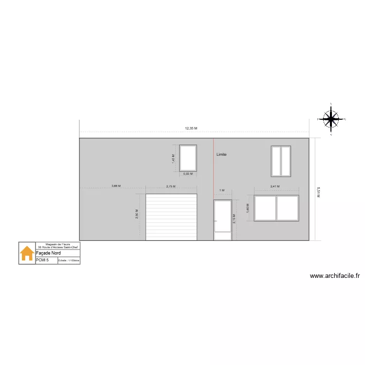 fa&ccedil;ade nord grise avant travaux. Plan de 