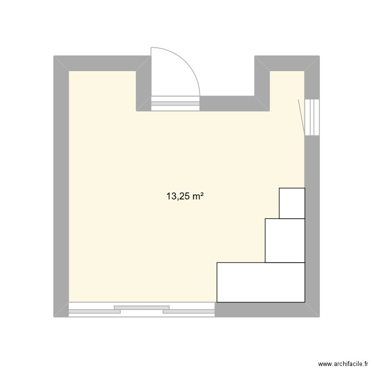cuisine. Plan de 1 pièce et 13 m2