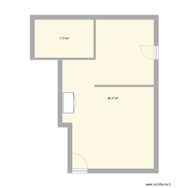 maintenant. Plan de 2 pièces et 48 m2