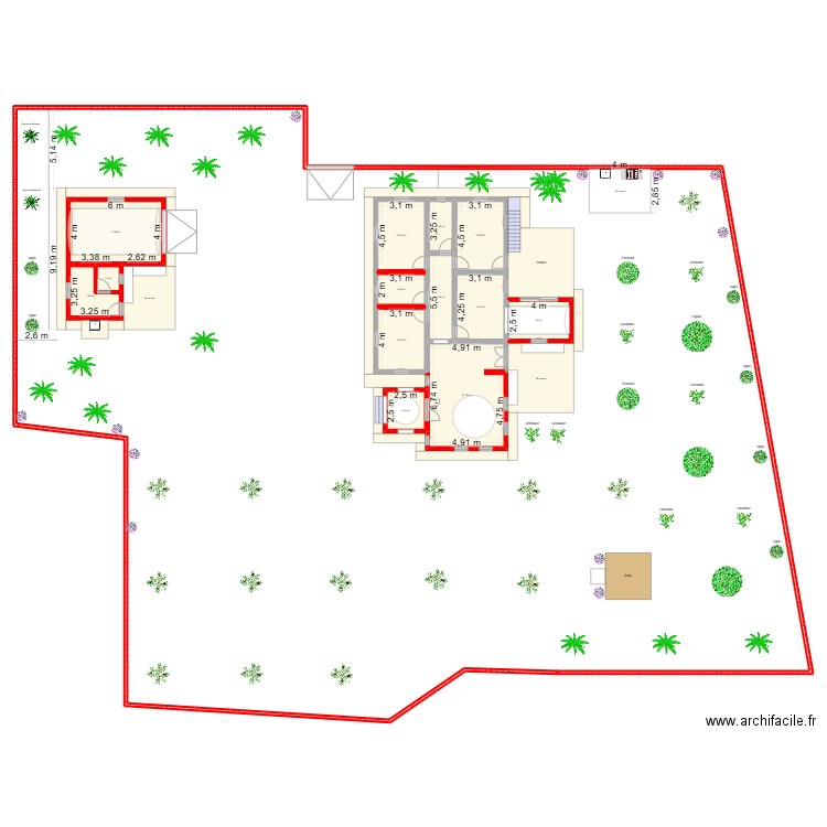 Plan Djerba Mahboubine 1. Plan de 13 pièces et 156 m2