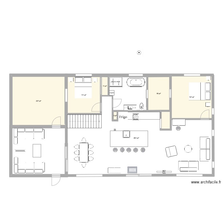 Étage Monterey 30x44 -1. Plan de 10 pièces et 158 m2