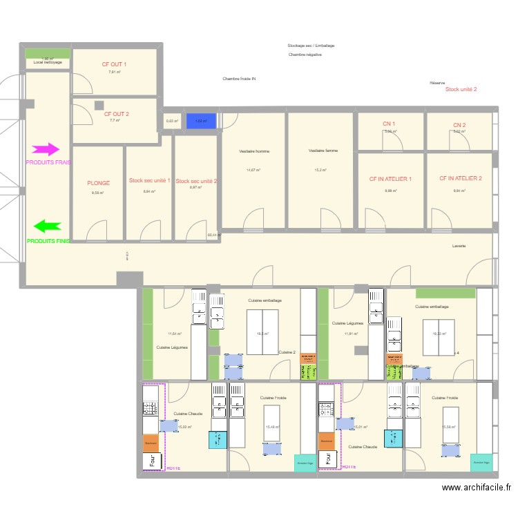 Atelier 14 : shared kitchen 2x unit V2. Plan de 0 pièce et 0 m2