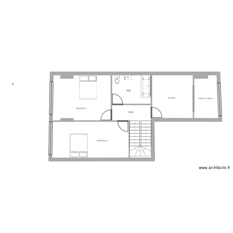 T4 5 CALAIS étage. Plan de 2 pièces et 68 m2