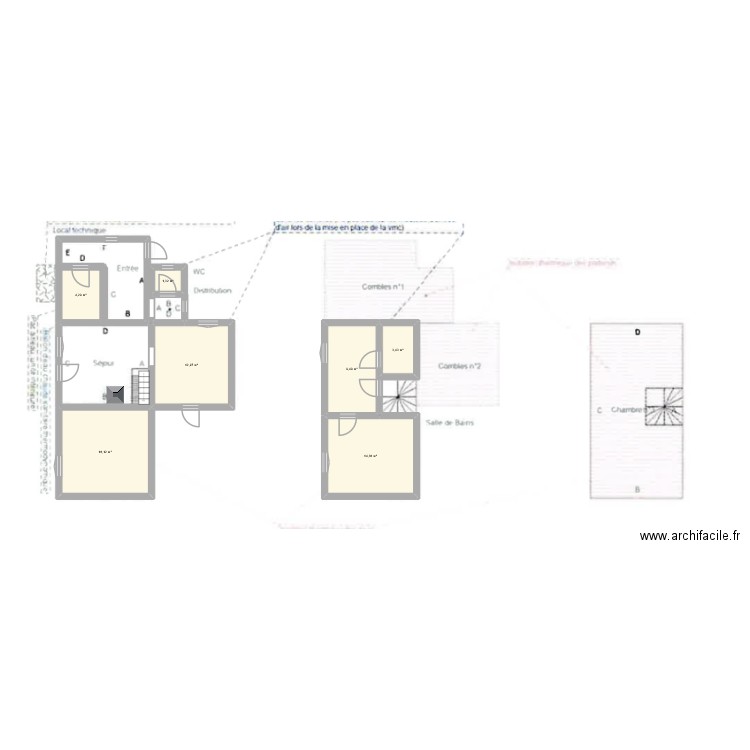 maison. Plan de 7 pièces et 62 m2