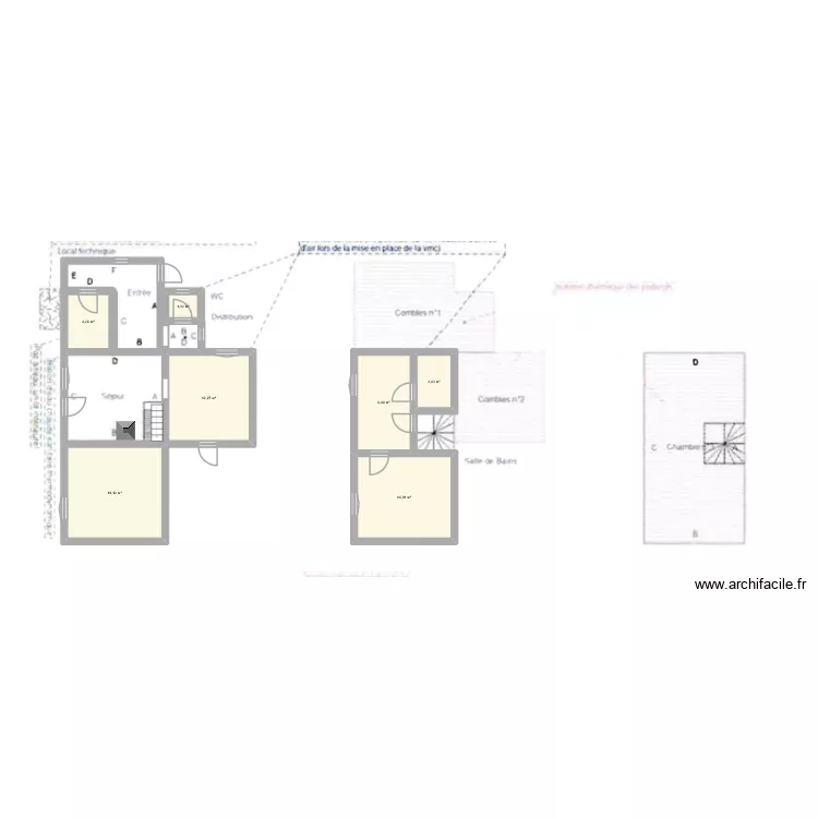 maison. Plan de 7 pièces et 62 m²