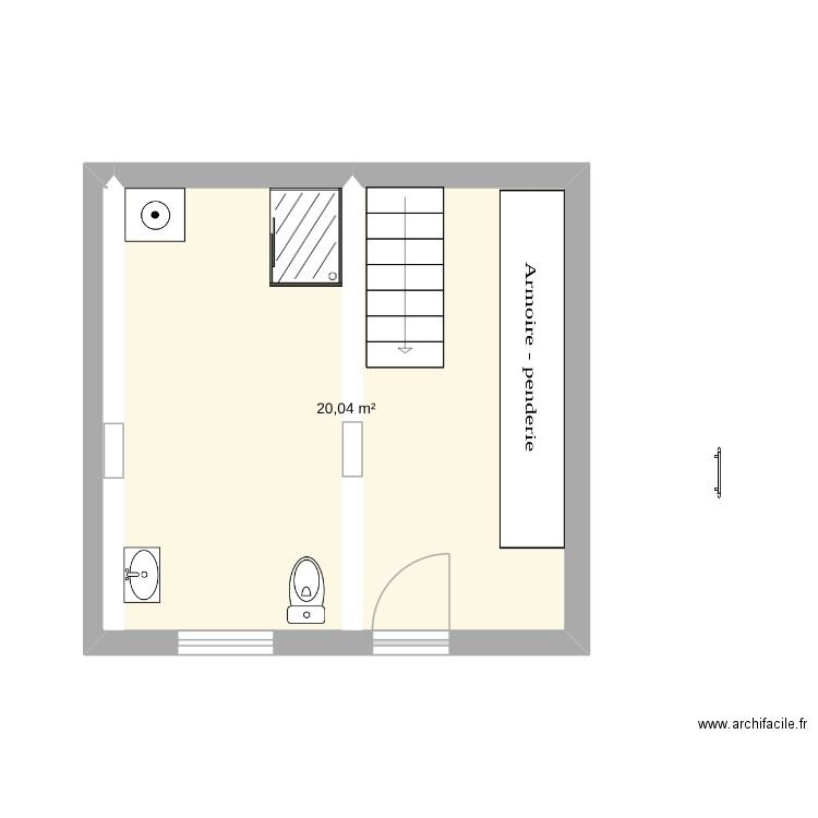 SDB 1. Plan de 1 pièce et 20 m2