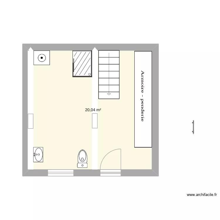 SDB 1. Plan de 1 pièce et 20 m²