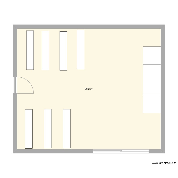 Salle sport GC v2. Plan de 1 pièce et 76 m2