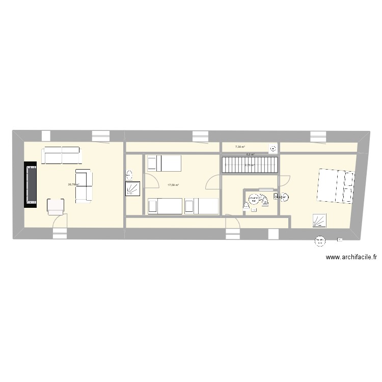 1° étage longère. Plan de 0 pièce et 0 m2