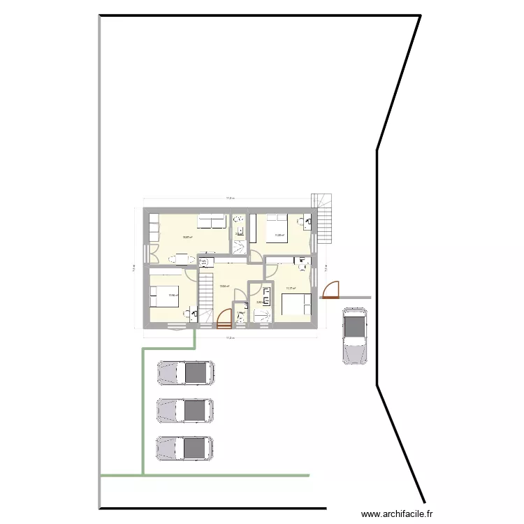 studio &agrave; gauche et entr&eacute;e &agrave; gauche modif entr&eacute;e. Plan de 21  et 259 m²
