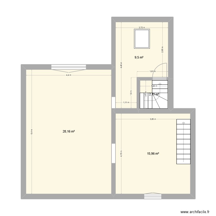 Plan existant - Appt Combles - Dioh. Plan de 4 pièces et 56 m2