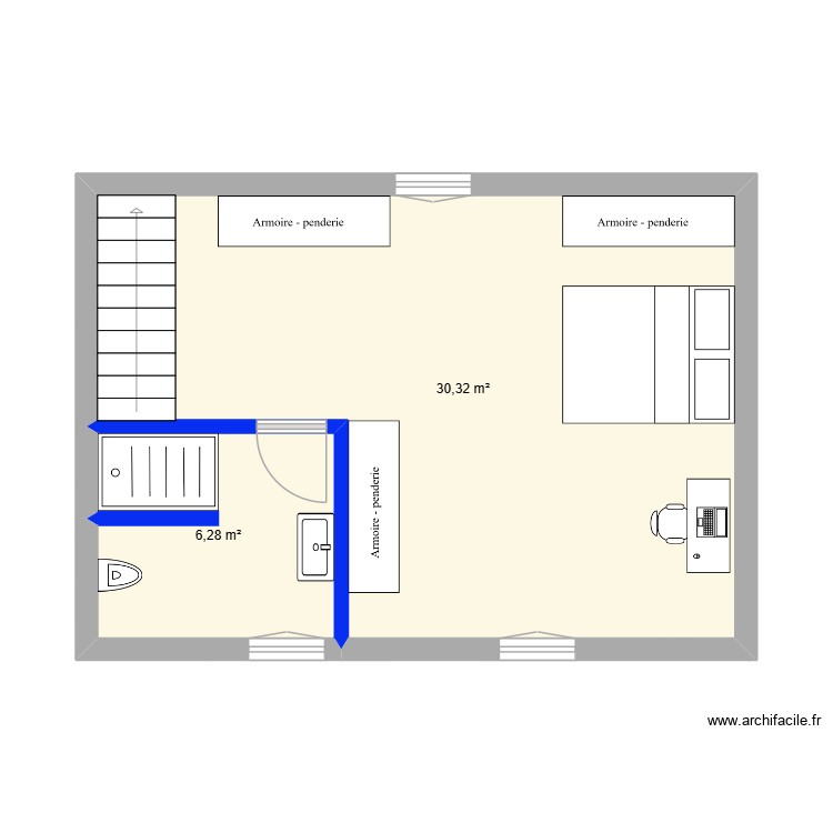 3eme &eacute;tage maison aubi&egrave;re. Plan de 0 pièce et 0 m2