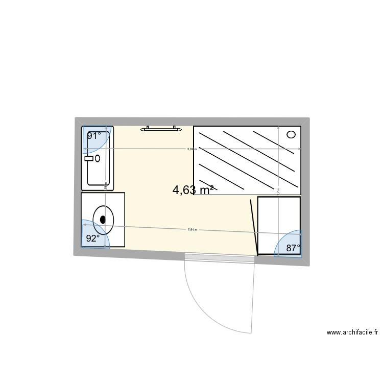 SDB CS1. Plan de 1 pièce et 5 m2