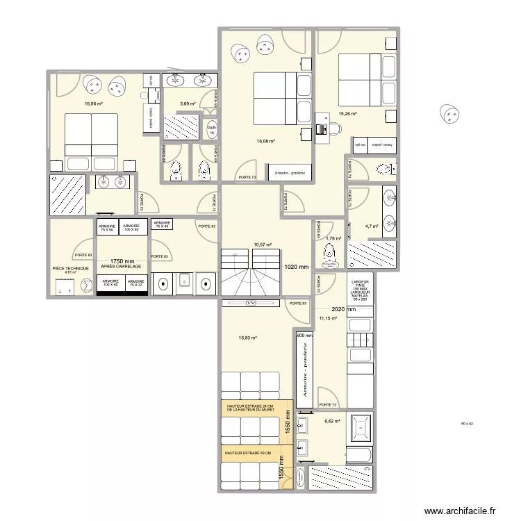 PLAN REZ-DE-JARDIN DU 16 SEPTEMBRE. Plan de 19 Pièces et 126 m² PLAN REZ-DE-JARDIN DU 16 SEPTEMBRE. Plan de 19 Pièces et 126 m²