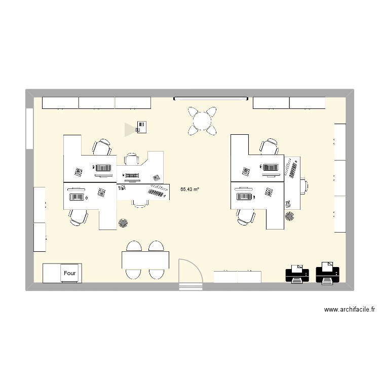 bureau suaioip. Plan de 1 pièce et 65 m2
