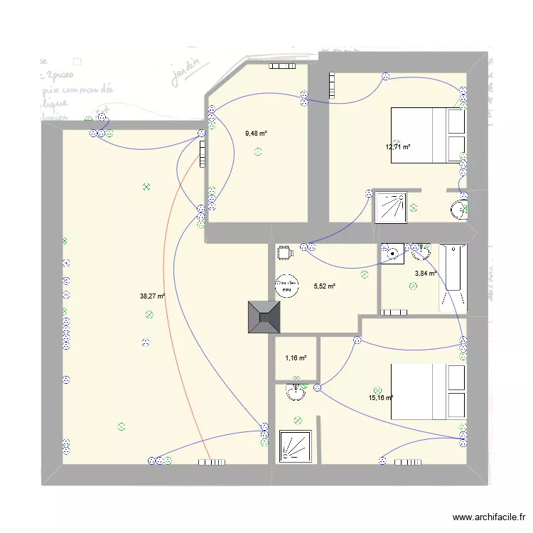 Sandrine. Plan de 7  et 86 m²
