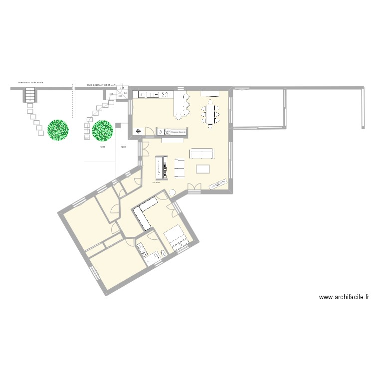 PROJET 2    RDC   VICTOR & LISA. Plan de 1 pièce et 149 m2