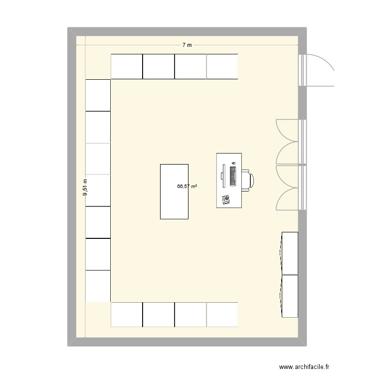 salles 181b. Plan de 1 pièce et 67 m2