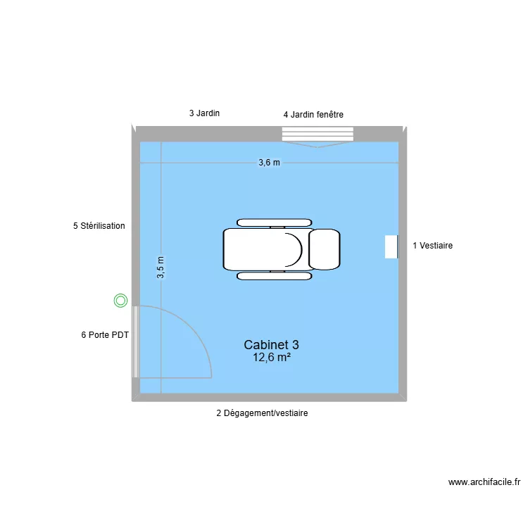31067 Cabinet 3. Plan de 1  et 13 m²