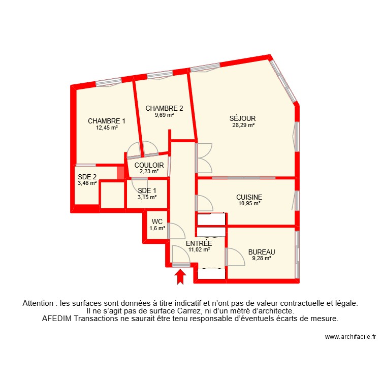 BI 30564. Plan de 14 pièces et 95 m2