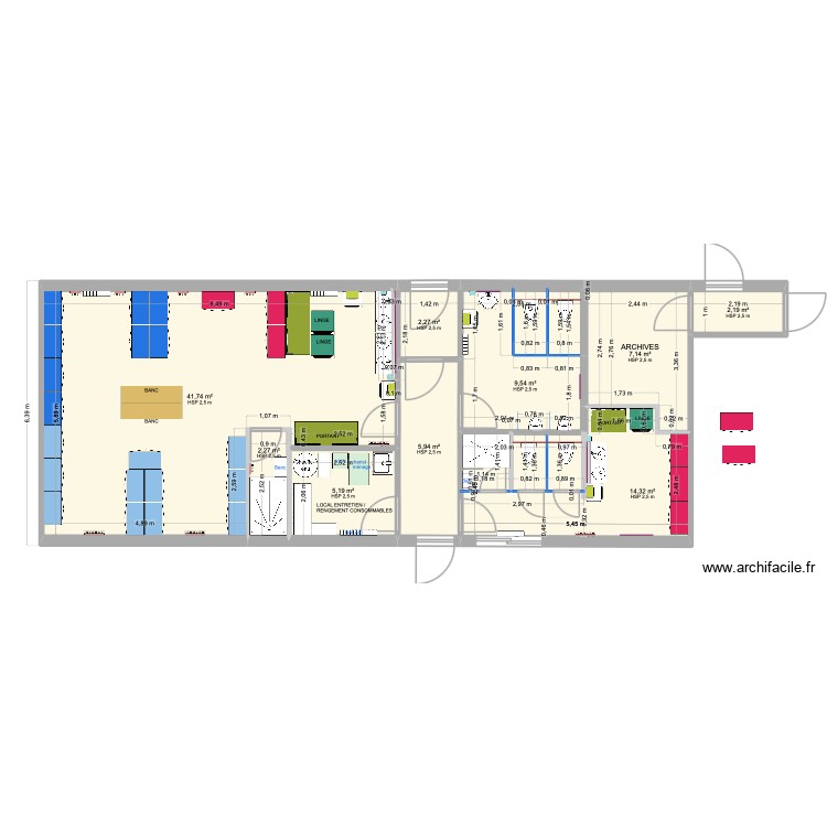 PROJET 1 Bis-Sanitaires et Vestiaires ARMEN. Plan de 0 pièce et 0 m2