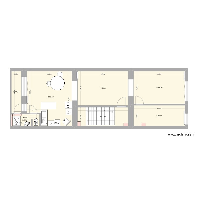 bossaerts base 2ième. Plan de 7 pièces et 76 m2