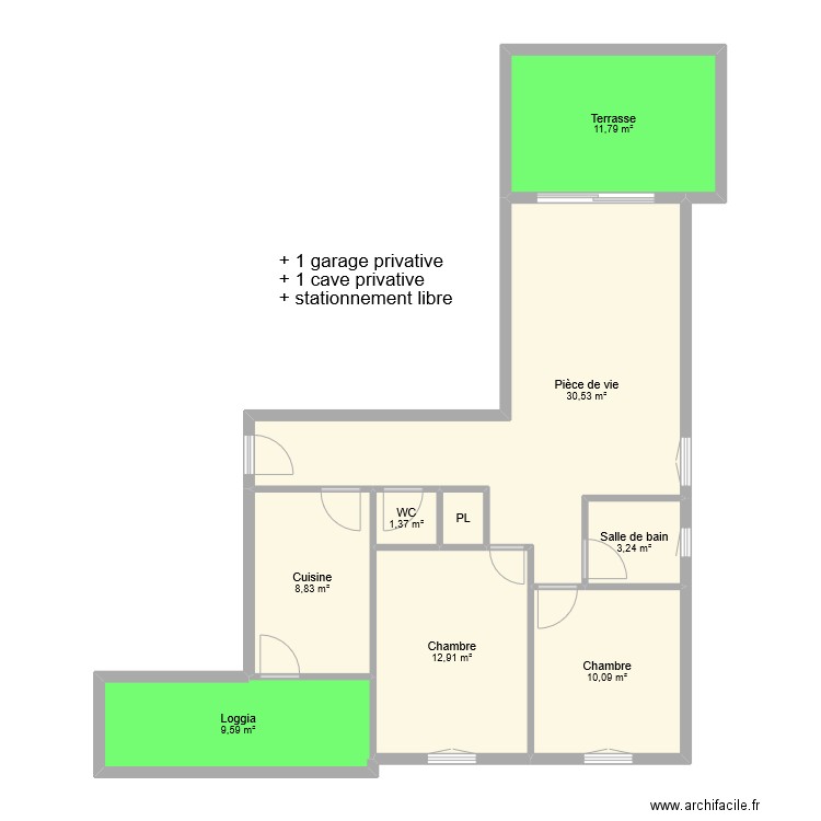 SCHEIFFER. Plan de 9 pièces et 89 m2