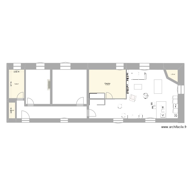 Charly 2. Plan de 4 pièces et 29 m2