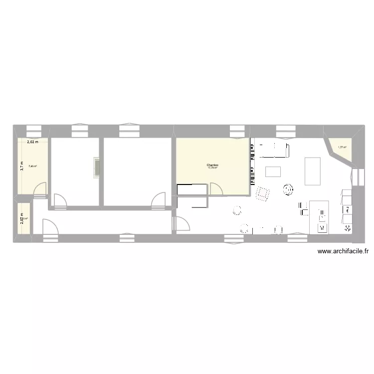 Charly 2. Plan de 4 pièces et 29 m²