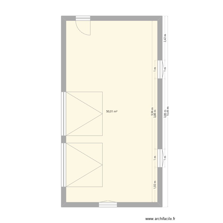 Garage. Plan de 1 pièce et 50 m2