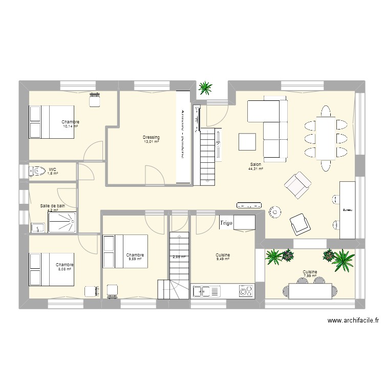 Essai Pierre. Plan de 10 pièces et 111 m2