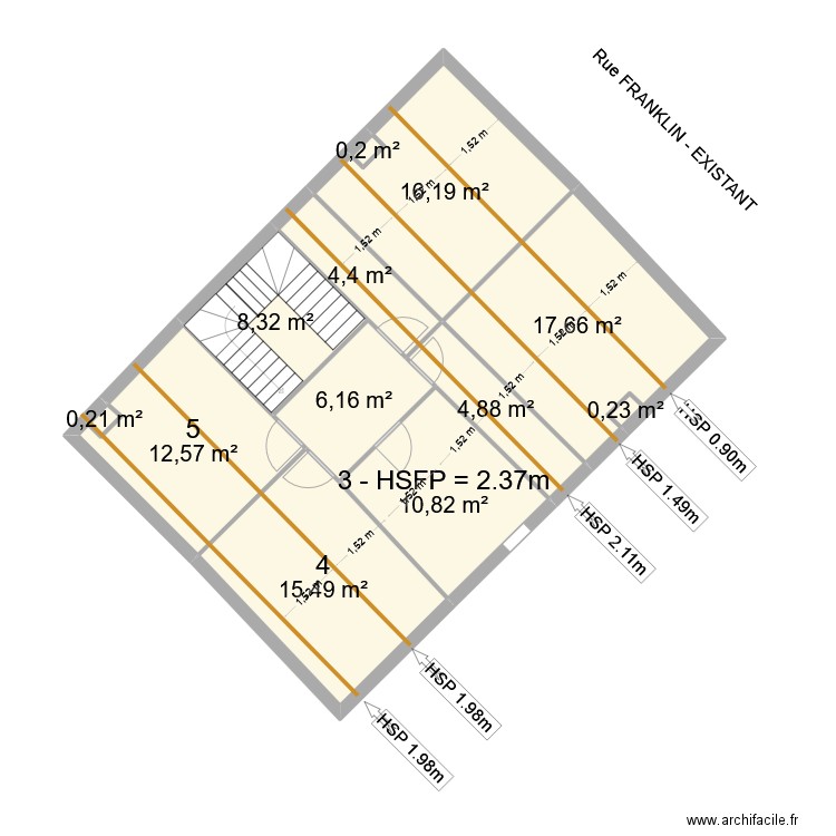 FRANKLIN R3. Plan de 12 pièces et 97 m2