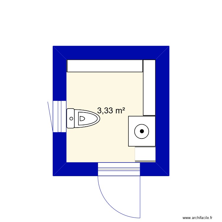 st am2. Plan de 1 pièce et 3 m2