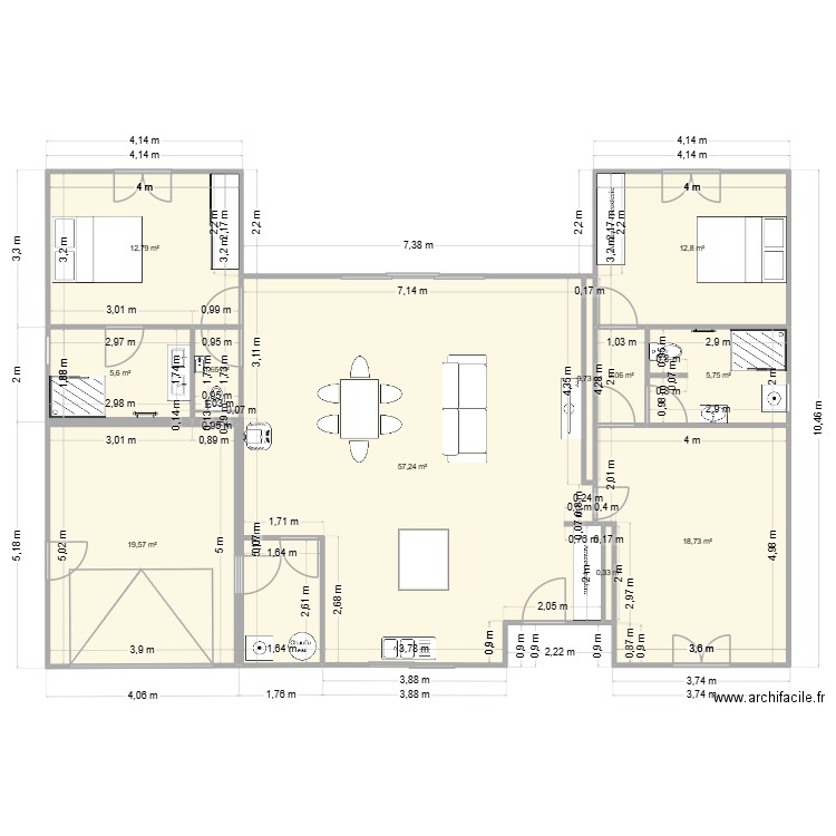 intima sic bis. Plan de 11 pièces et 137 m2