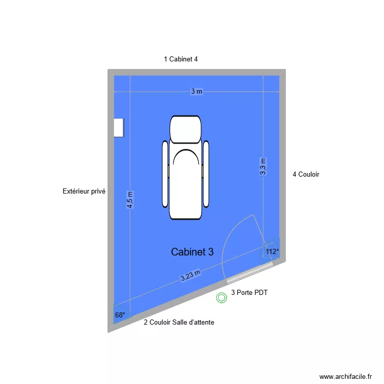 31719 Cabinet 3. Plan de 1  et 12 m²