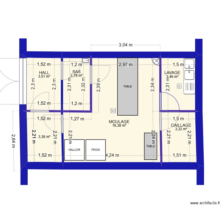 patrick AGIUS. Plan de 6 pièces et 33 m2