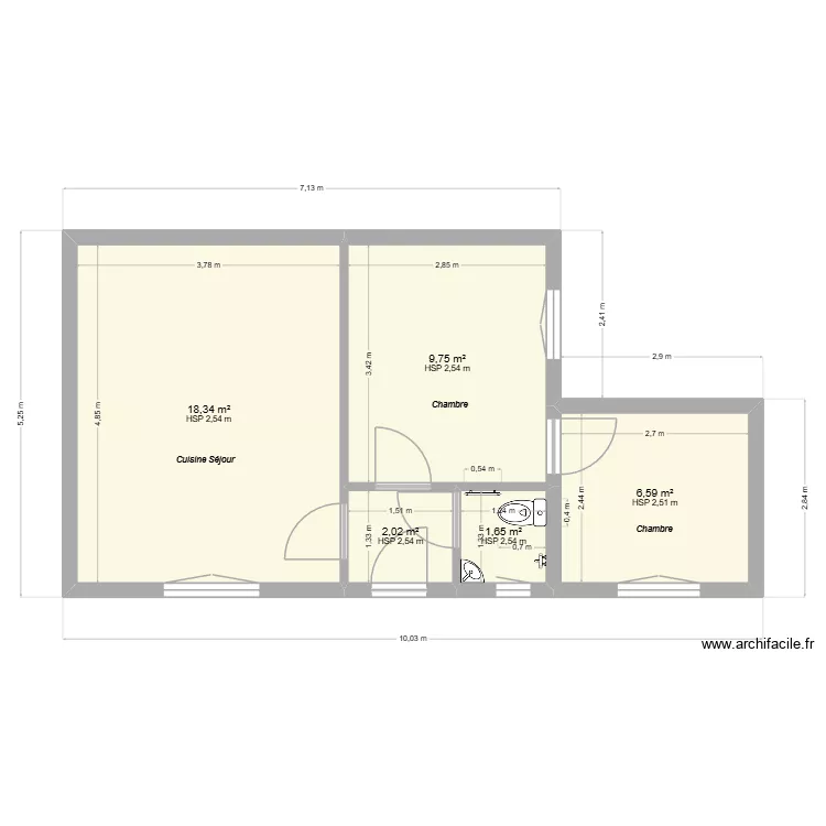 Maison 1er &eacute;tage / Apr&eacute;s travaux. Plan de 5  et 38 m²