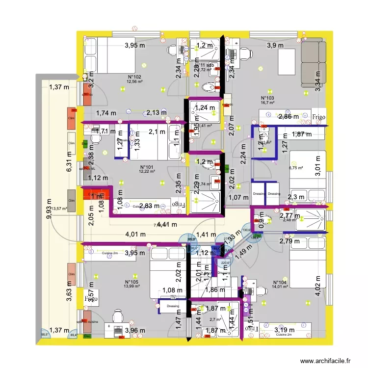 Saint-agne 1er &eacute;tage 29/10. Plan de 15 Pièces et 114 m²
