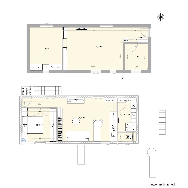 nouveau deplacement escalier. Plan de 7 pièces et 85 m2