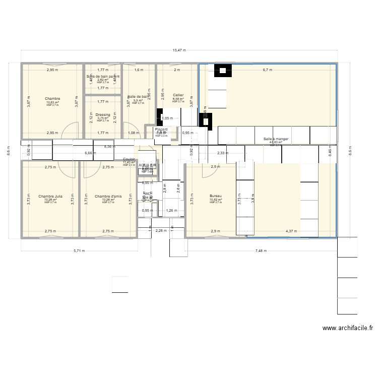 plan carrelage BRAOJOS. Plan de 13 pièces et 123 m2