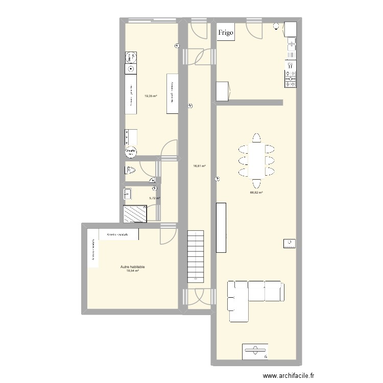saint b. Plan de 5 pièces et 127 m2