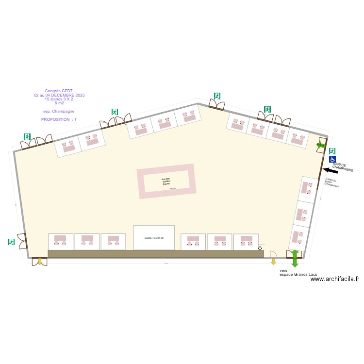 Congrès FRD 17 ET 18 Sept 2025  espace champagne prop 1. Plan de 1 pièce et 584 m2