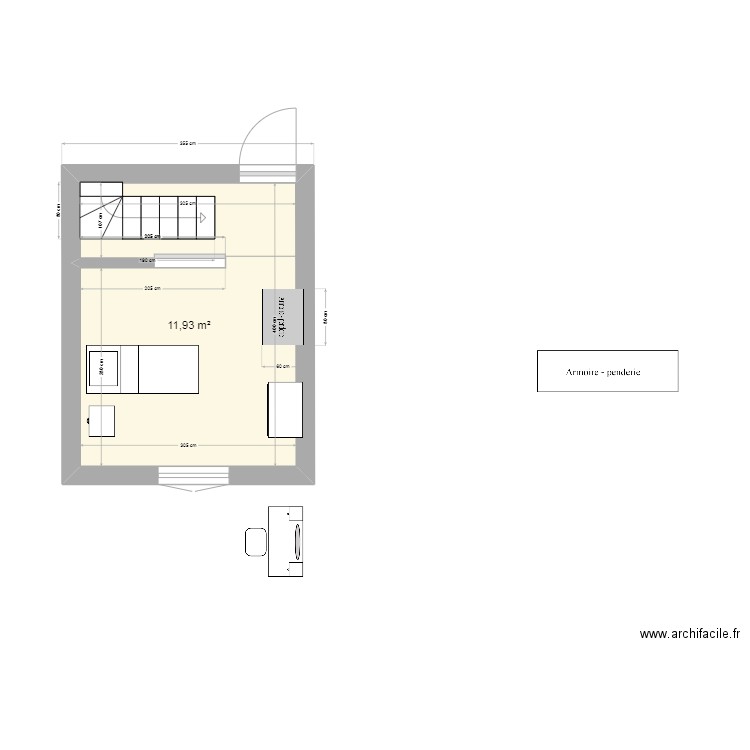 amenagement chambre 9M2:000. Plan de 0 pièce et 0 m2